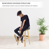 4X Wooden Bar Stool Dining Chair Leather DARA 65cm BLACK - Close-Up Angle