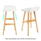 2X Wooden Bar Stool Dining Chair Leather SOPHIA 65cm WHITE - Top-Down View