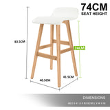 4X Wooden Bar Stool Dining Chair Leather SOPHIA 74cm WHITE - Extra Image