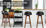 4X Wooden Bar Stool Dining Chair Leather LEILA 72cm BLACK BROWN - Side View