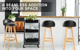 4X Wooden Bar Stool Dining Chair Leather LEILA 72cm BLACK - Side View