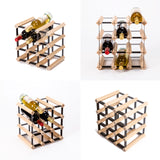 Timber Wine Rack Storage Cellar Organiser 12 Bottle - Side View