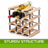 Timber Wine Rack Storage Cellar Organiser 12 Bottle - 45-Degree Angle