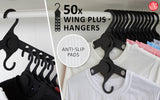 50X Plus Hanger Multiple Clothes Rack Organizer Foldable 10 Holes BLACK - Front View
