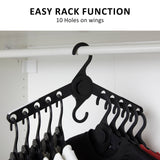 50X Plus Hanger Multiple Clothes Rack Organizer Foldable 10 Holes BLACK - Rear View