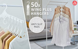 50X Plus Hanger Multiple Clothes Rack Organizer Foldable 10 Holes WHITE - Front View
