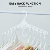 50X Plus Hanger Multiple Clothes Rack Organizer Foldable 10 Holes WHITE - Close-Up Angle