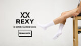 Rexy 15-Pack Large White 3D Seamless Crew Socks - Slim & Breathable - Front View