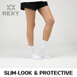 Rexy 15-Pack Large White 3D Seamless Crew Socks - Slim & Breathable - Top-Down View