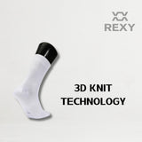 Rexy 15-Pack Large White 3D Seamless Crew Socks - Slim & Breathable - 45-Degree Angle