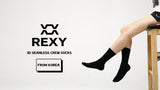 Rexy 15-Pack 3D Seamless Medium Black Crew Socks - Breathable and Durable - Front View