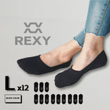 12-Pack Large Black Non-Slip Breathable Cushion No Show Ankle Socks by Rexy - Front View