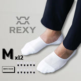12-Pack Rexy Breathable No-Show Ankle Socks with Cushioning and Non-Slip Design - White - Front View