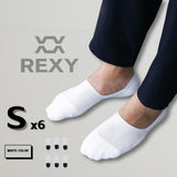 6-Pack Rexy Small Non-Slip Breathable White No-Show Ankle Socks with Cushion Support - Front View