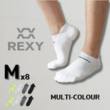 Rexy 8-Pair Multi-Color Seamless Sports Socks with Non-Slip Heel Tab - Medium Size - Front View
