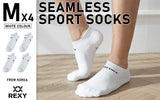 Rexy 8-Pack Non-Slip Seamless Sports Socks for Sneakers - Medium White - Front View