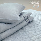 Saesom Flua Snow Comforter Set Double Cool Quilt Bedspread BLUE - Front View
