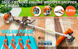 Garden Whipper Snipper Brush Cutter 26cc + 4 Blades - Front View
