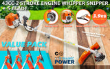 Dynamic Power 43cc Petrol Whipper Snipper Brush Cutter + 4 Blade - Front View