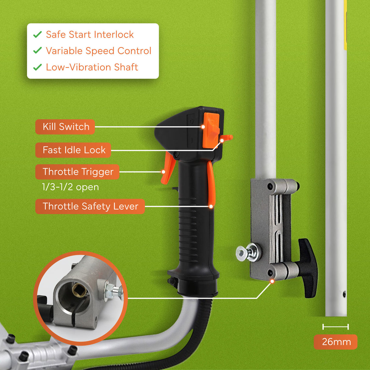 Dynamic Power 43cc Petrol Whipper Snipper Brush Cutter + 1 Blade