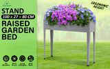 Raised Garden Bed Stand 100x27x80cm Galvanised Steel Planter GREY - Front View