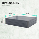 2X Raised Garden Bed Galvanised Steel Planter 120 x 90 x 30cm GREY - Extra Image
