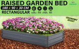 Raised Garden Bed Galvanised Steel Planter 180 x 90 x 30cm GREY - Front View