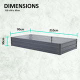 2X Raised Garden Bed Galvanised Steel Planter 210 x 90 x 30cm GREY - Extra Image