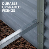 2X Raised Garden Bed Galvanised Steel Planter Oval 240 x 80 x 45cm GREY - Close-Up Angle