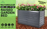 2-in-1 Raised Garden Bed Galvanised Steel Planter 240 x 80 x 77cm GREY - Front View