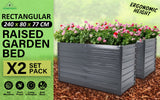 2X 2-in-1 Raised Garden Bed Galvanised Steel Planter 240 x 80 x 77cm GREY - Front View