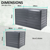 2X 2-in-1 Raised Garden Bed Galvanised Steel Planter 240 x 80 x 77cm GREY - Extra Image