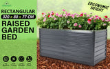 2-in-1 Raised Garden Bed Galvanised Steel Planter 320 x 80 x 77cm GREY - Front View