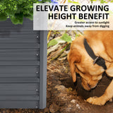 2-in-1 Raised Garden Bed Galvanised Steel Planter 320 x 80 x 77cm GREY - Rear View