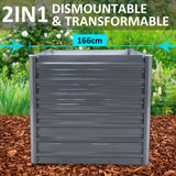 2X 2-in-1 Raised Garden Bed Galvanised Steel Planter 320 x 80 x 77cm GREY - Close-Up Angle