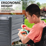 2X 2-in-1 Raised Garden Bed Galvanised Steel Planter 320 x 80 x 77cm GREY - Low Angle