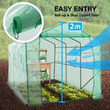 Garden Greenhouse Walk-In Shed 3.5x2x2M PE Apex - Low Angle
