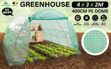 Greenhouse Walk-In Shed 4x3x2M PE Dome Hoop Tunnel Polytunnel - Front View