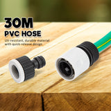 Garden Water Hose Retractable Rewind Reel Wall Mounted 30M - Low Angle