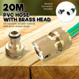 Garden Water Hose Retractable Rewind Reel Wall Mounted 20M + Brass Gun - Close-Up Angle