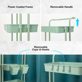 Trolley Cart Storage Utility Rack Shelf Organiser Swivel Kitchen 2 Tier GREEN - Top-Down View