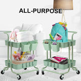 Trolley Cart Storage Utility Rack Shelf Organiser Swivel Kitchen 2 Tier GREEN - Close-Up Angle