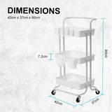 Trolley Cart Storage Utility Rack Shelf Organiser Swivel Kitchen 2 Tier WHITE - Extra Image