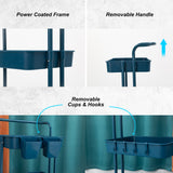Trolley Cart Storage Utility Rack Shelf Organiser Swivel Kitchen 3 Tier BLUE - Top-Down View