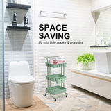 Trolley Cart Storage Utility Rack Shelf Organiser Swivel Kitchen 3 Tier GREEN - 45-Degree Angle