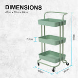 Trolley Cart Storage Utility Rack Shelf Organiser Swivel Kitchen 3 Tier GREEN - Extra Image
