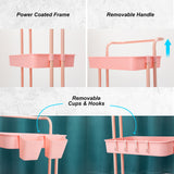 Trolley Cart Storage Utility Rack Shelf Organiser Swivel Kitchen 3 Tier PINK - Top-Down View
