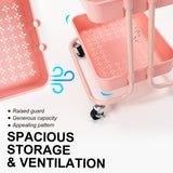 Trolley Cart Storage Utility Rack Shelf Organiser Swivel Kitchen 3 Tier PINK - Extra Image