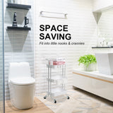Trolley Cart Storage Utility Rack Shelf Organiser Swivel Kitchen 3 Tier WHITE - 45-Degree Angle