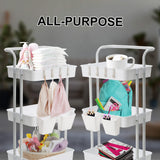 Trolley Cart Storage Utility Rack Shelf Organiser Swivel Kitchen 3 Tier WHITE - Close-Up Angle